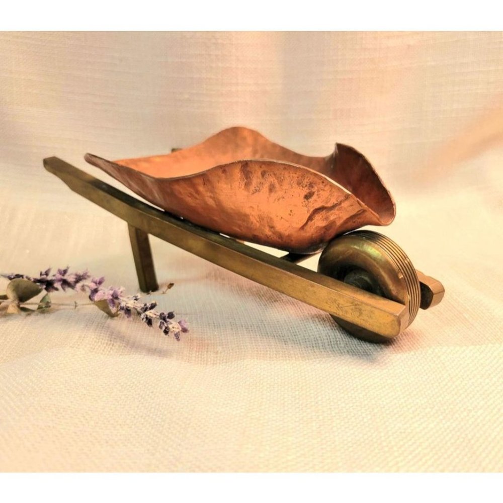 Vintage Copper + Brass Wheelbarrow
